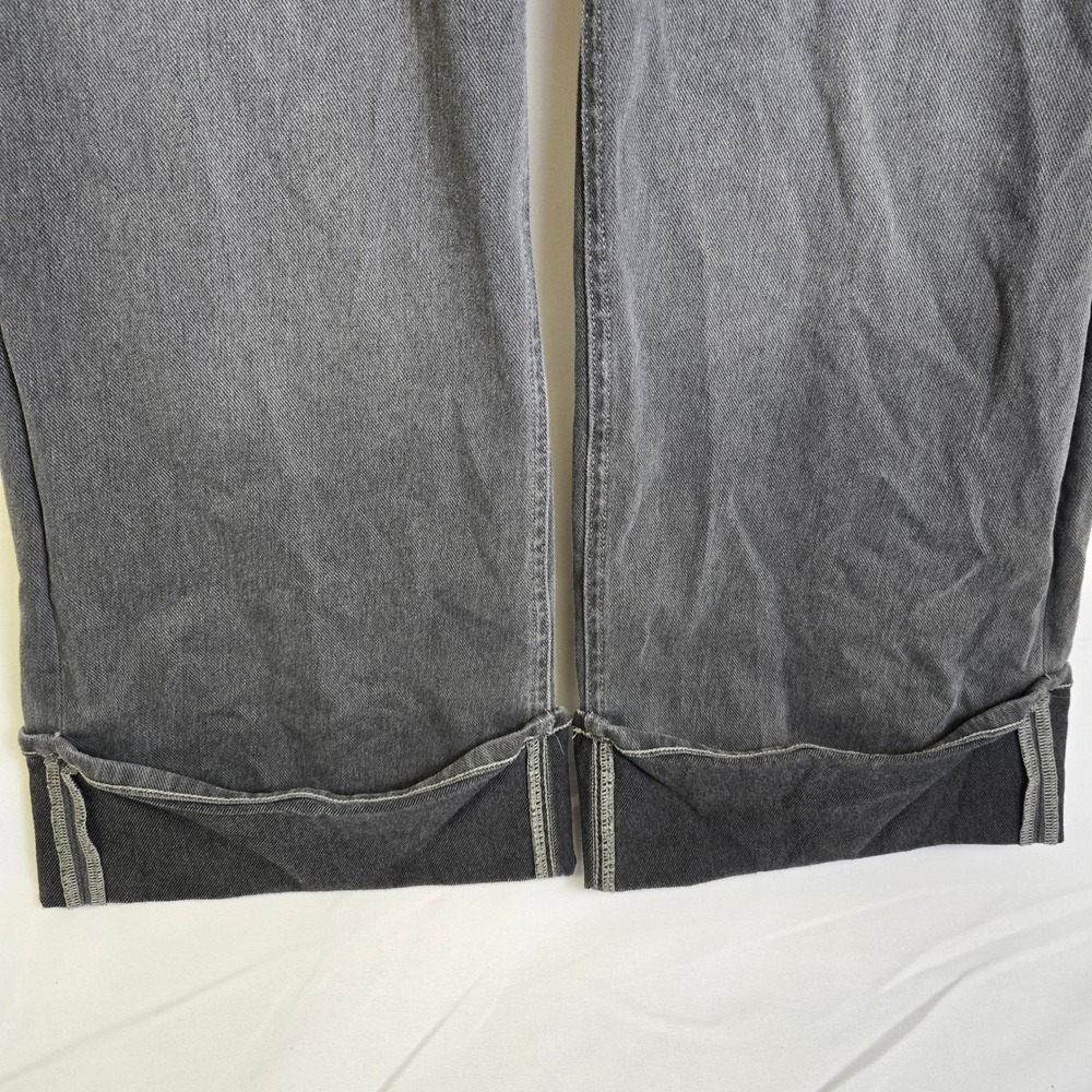 Halara Flex High Waisted Pockets Rolled Hem Wide Leg Washed Casual Jeans Gray M - Picture 8 of 10